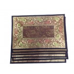 Indian Silk Table Runner with 6 Placemats & 6 Coaster in Brown Color Size 16x62